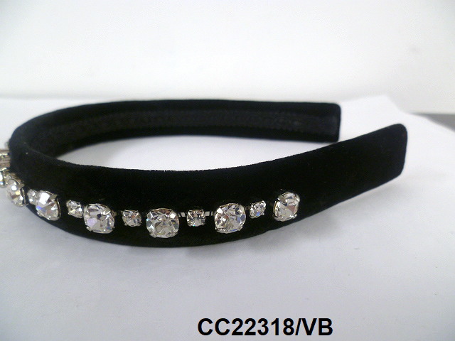 Cerchietto Velluto Con Catena Strass